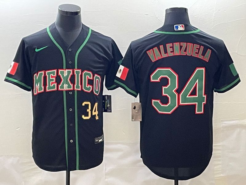 Men 2023 World Cub Mexico #34 Valenzuela Black Nike MLB Jersey1->more jerseys->MLB Jersey